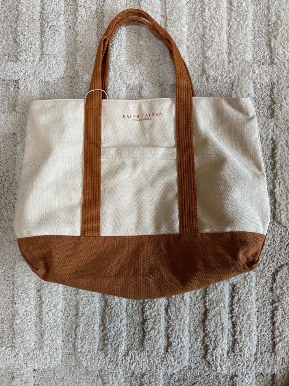 Ralph Lauren Cream and Brown Canvas Tote